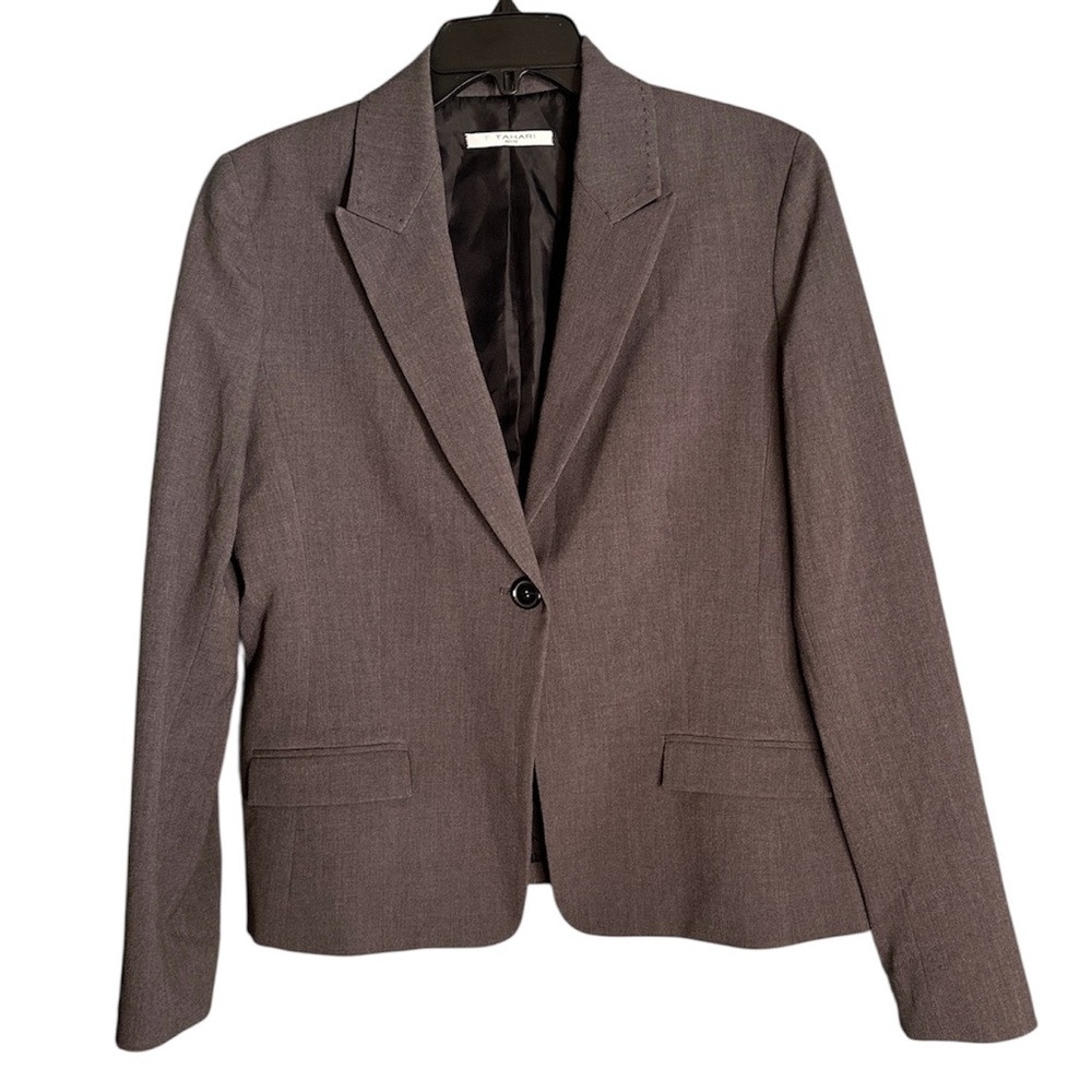 T Tahari Petite Womens gray blazer size 14P